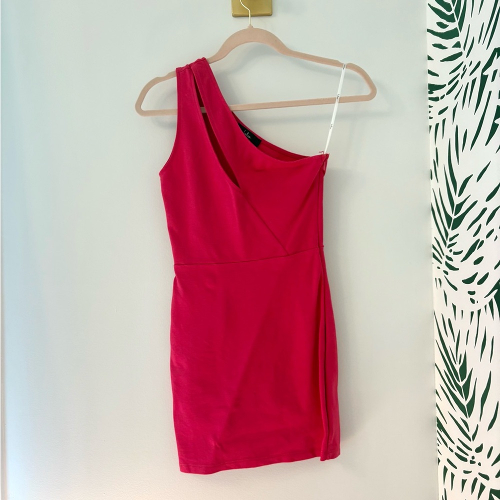 Lulu's Hot Pink Asymmetrical One Shoulder Bodycon Dress